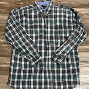 Ivy Crew Classics Long Sleeve Button Up Shirt Blue Green Plaid Men's Size XXL